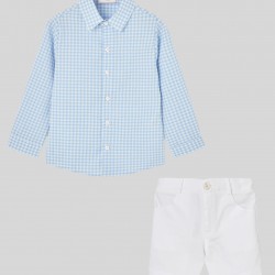 Paz SS26 Boys Blue shirt with white shorts 153661