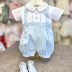 Pretty Originals SS26 Boys Pale Blue/White Romper DL08170E Pretty Originals SS26 Boys Pale Blue/White Romper DL08170E