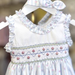 Pretty Originals SS26 Girls Pale Blue Smocked Dress with Headband BD02374 Pretty Originals SS26 Girls Pale Blue Smocked Dress with Headband BD02374