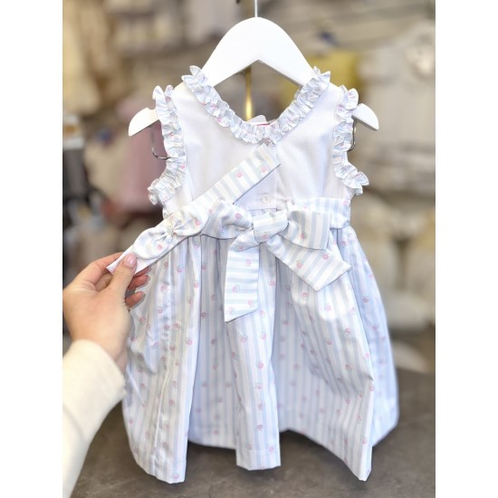 Pretty Originals SS26 Girls Pale Blue Smocked Dress with Headband BD02374