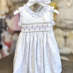 Pretty Originals SS26 Girls Pale Blue Smocked Dress with Headband BD02374