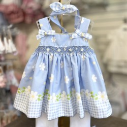 Pretty Originals SS26 Pale Blue Daisy Print Dress and Leggings set with headband LC01013E