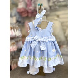 Pretty Originals SS26 Pale Blue Daisy Print Dress and Leggings set with headband LC01013E