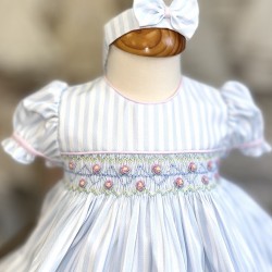 Pretty Originals SS26 Girls Pale Blue striped Dress With Pants and headband BD02372