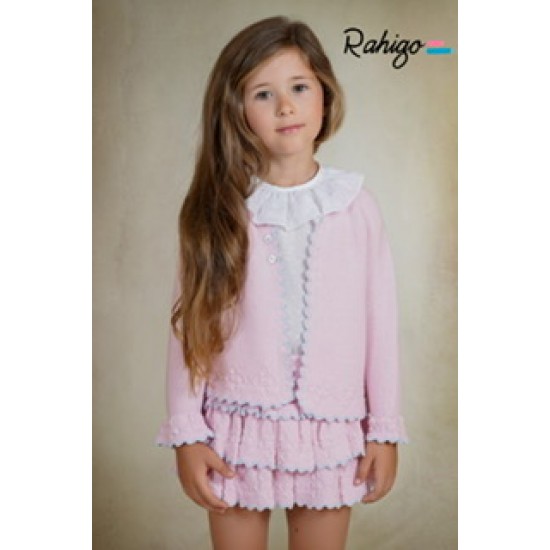 Rahigo SS26 Baby Pink 3 pc set Skirt, Blouse, Cardigan 261117
