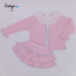 Rahigo SS26 Baby Pink 3 pc set Skirt, Blouse, Cardigan 261117