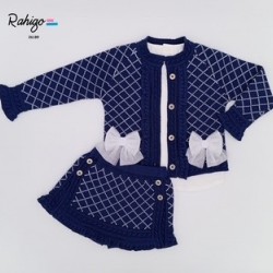 Rahigo SS26 Navy Girls 3 pc set Skirt, Blouse, Cardigan 26189