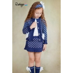 Rahigo SS26 Navy Girls 3 pc set Skirt, Blouse, Cardigan 26189