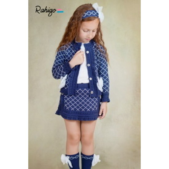 Rahigo SS26 Navy Girls 3 pc set Skirt, Blouse, Cardigan 26189