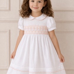 Sarah Louise white/peach dress