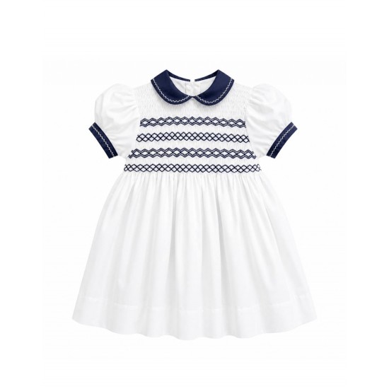sarah louise white and navy smock dress sarah louise white and navy smock dress
