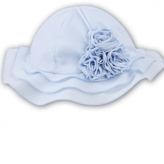 Sarah Louise Girls Pale Blue Summer Hat with detachable chin ties 003628P