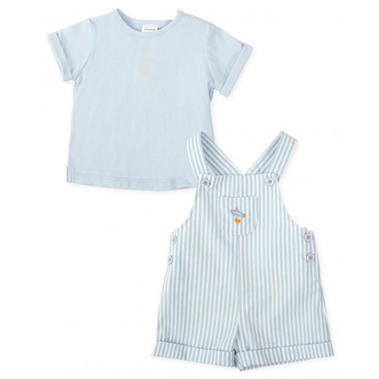 Tutto Piccolo SS26 Boys Porcelain T-shirt and Dungaree set 2770S26