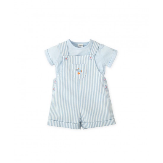 Tutto Piccolo SS26 Boys Porcelain T-shirt and Dungaree set 2770S26