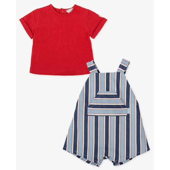 Tutto Piccolo SS26 Boys Porcelain T-shirt and Dungaree set 1771S26
