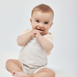 Tutto Piccolo SS26 Boys Tangerine and Grey T-shirt and Dungaree set 1620S26-1160S26