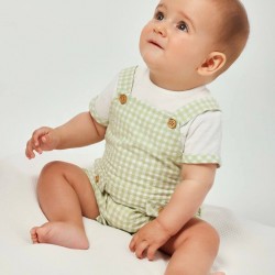 Tutto Piccolo SS26 Boys Lime T-shirt and Dungaree set 1770S26