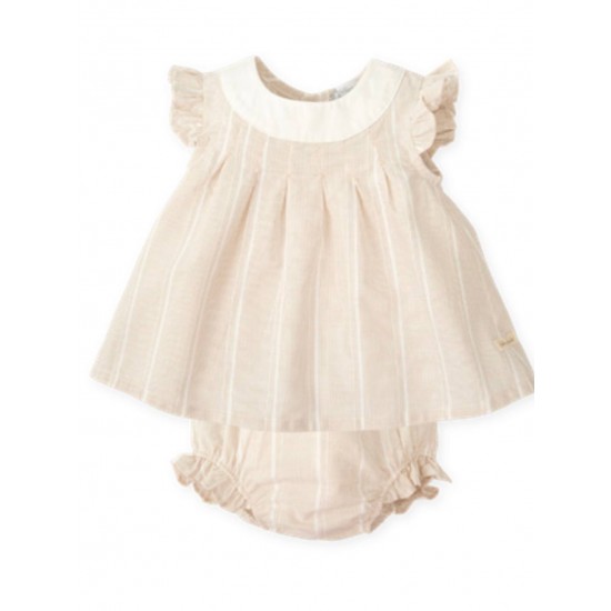 Tutto Piccolo SS26 Girls Sand Dress and Pants Set 1288S26 Tutto Piccolo SS26 Girls Sand Dress and Pants Set 1288S26