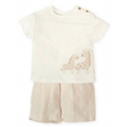 Tutto Piccolo SS26 Boys Sand/White T-shirt and Shorts set 1705S26 Tutto Piccolo SS26 Boys Sand/White T-shirt and Shorts set 1705S26