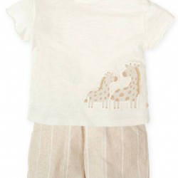 Tutto Piccolo SS26 Boys Sand/White T-shirt and Shorts set 1705S26