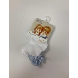 Pretty Originals Ankle Socks White with Blue Bows 