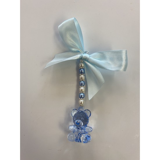 Blue Bear Ribbon and Pearl Pram Charm