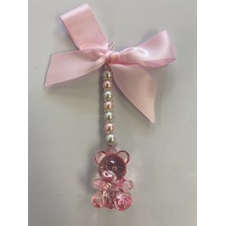 Pink Bear Ribbon and Pearl Pram Charm