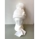 Barbaras Diamanté and Flower Detail Pom Hat White with scarf