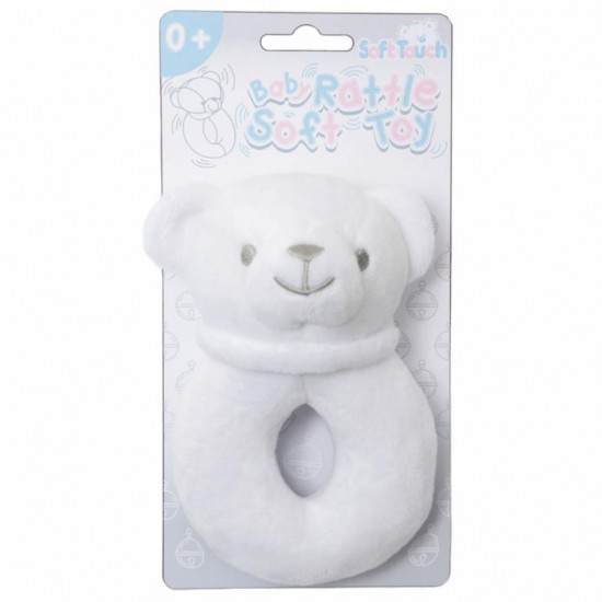 Bear Ring Rattle White STRT21-W