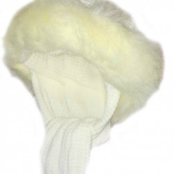 Cream Knitted Russian Hat With Matching Scarf Attached