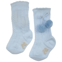 Pretty Originals Blue Pom Pom  Knee High Socks