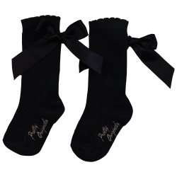 Pretty Originals Navy Ribbon Knee High Socks