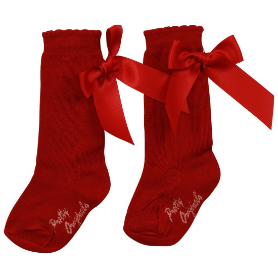 Pretty Originals Red Ribbon Knee High Socks