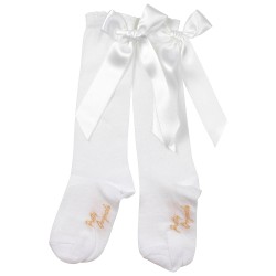 Pretty Originals White Ribbon Knee High Socks