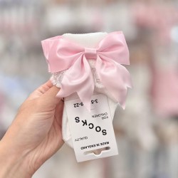 7. White/ Pink Bow Harvey Ankle Socks